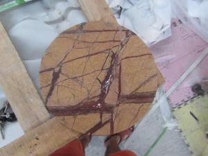 Regenwald-Brown-Marmor Countertop, der runde Tischplatte speist