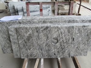 Silbergrau Marmor quadratische Waschtischplatten Spüle oben