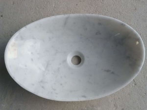 Carrara White Marmor Eitelkeit Top Oval Waschbecken