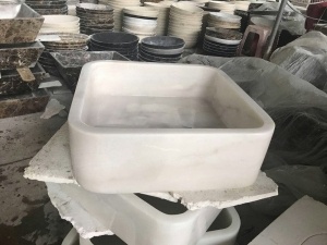 Weißer Marmor-moderner Waschbecken-Quadrat-Waschbecken Guangxis