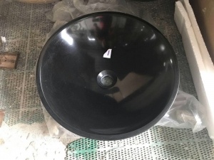 Huanan Black Granite Bathroom Sink Round Poliert