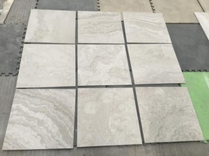 Hölzerne weiße Marmorplatten Fliesen Cross-Cut