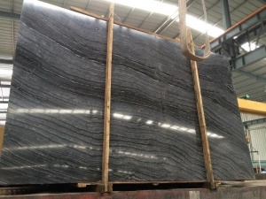 Chinesischer Zebra-Schwarz-alter hölzerner Marmor polierte große Platten